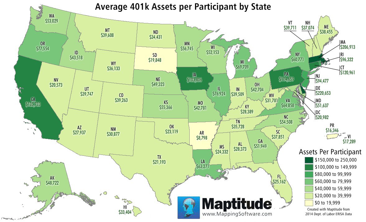 Featured Maptitude Map: Per Capita State Income Tax Collected