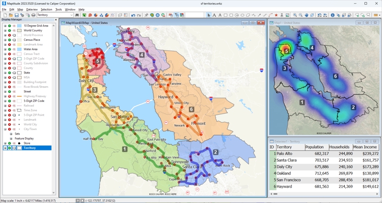 Maptitude GIS software dashboard
