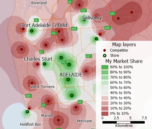 Compare franchise market share with competitors.